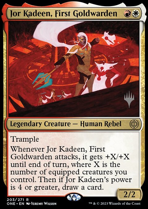 Jor Kadeen, First Goldwarden, Phyrexia: All Will Be One Promos #203p, Magic: The Gathering card