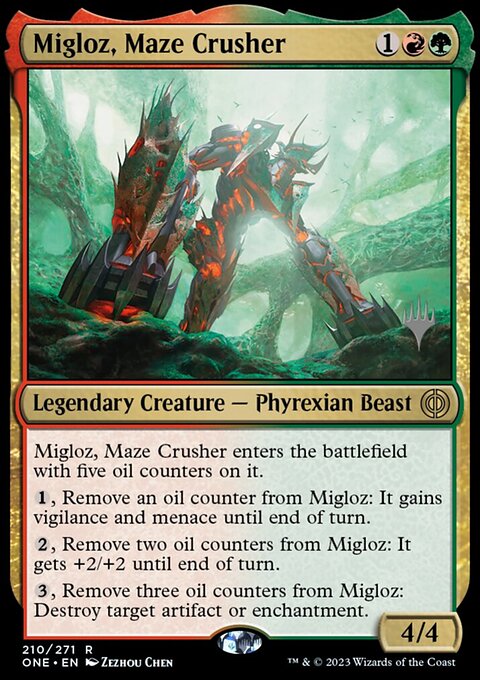Migloz, Maze Crusher, Phyrexia: All Will Be One Promos #210p, Magic: The Gathering card