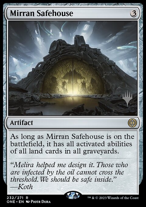 Mirran Safehouse, Phyrexia: All Will Be One Promos #232p, Magic: The Gathering card