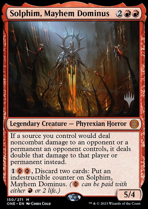 Solphim, Mayhem Dominus, Phyrexia: All Will Be One Promos #150p, Magic: The Gathering card