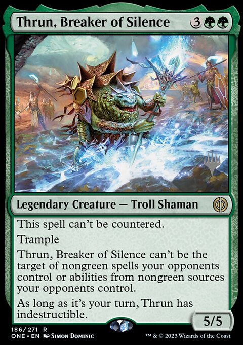 Thrun, Breaker of Silence, Phyrexia: All Will Be One Promos #186p, Magic: The Gathering card