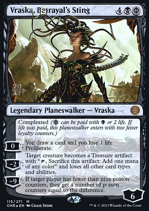 Vraska, Betrayal's Sting, Phyrexia: All Will Be One Promos #115s, Magic: The Gathering card