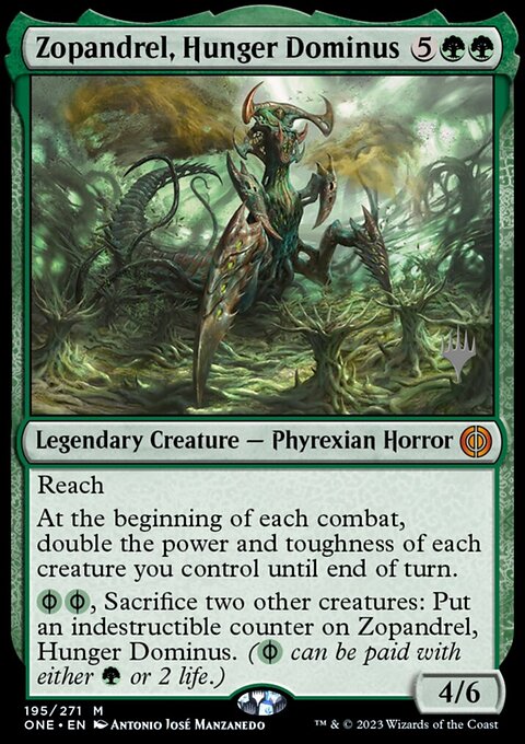 Zopandrel, Hunger Dominus, Phyrexia: All Will Be One Promos #195p, Magic: The Gathering card
