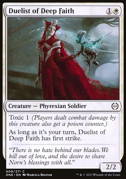 Duelist of Deep Faith, Phyrexia: All Will Be One #9, Magic: The Gathering card