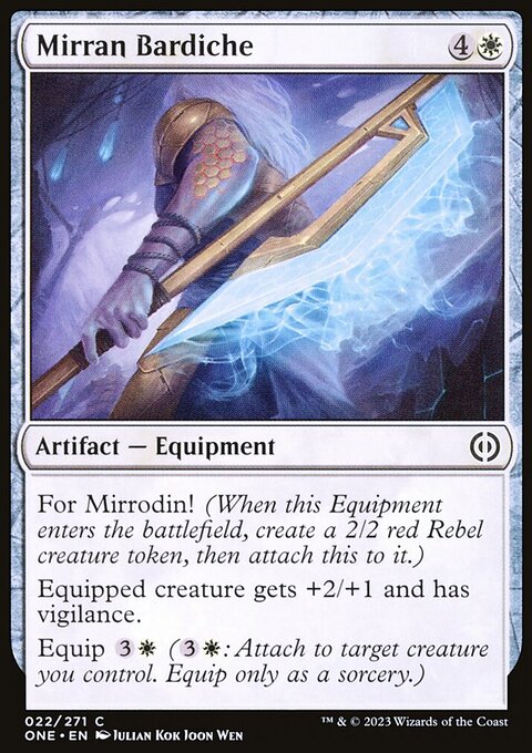 Mirran Bardiche, Phyrexia: All Will Be One #22, Magic: The Gathering card