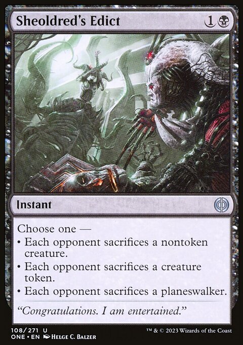 Sheoldred's Edict, Phyrexia: All Will Be One #108, Magic: The Gathering card