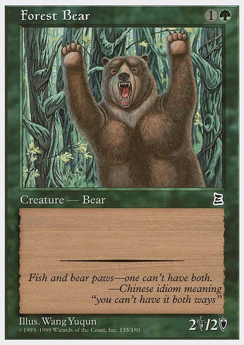 Forest Bear, Portal Three Kingdoms #135, Magic: The Gathering card