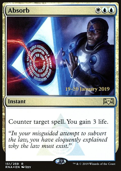 Absorb, Ravnica Allegiance Promos #151s, Magic: The Gathering card