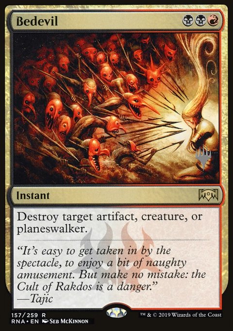 Bedevil, Ravnica Allegiance Promos #157p, Magic: The Gathering card
