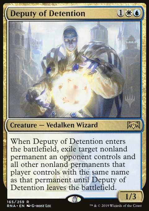 Deputy of Detention, Ravnica Allegiance Promos #165p, Magic: The Gathering card