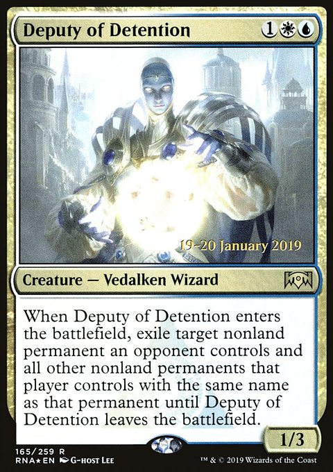 Deputy of Detention, Ravnica Allegiance Promos #165s, Magic: The Gathering card