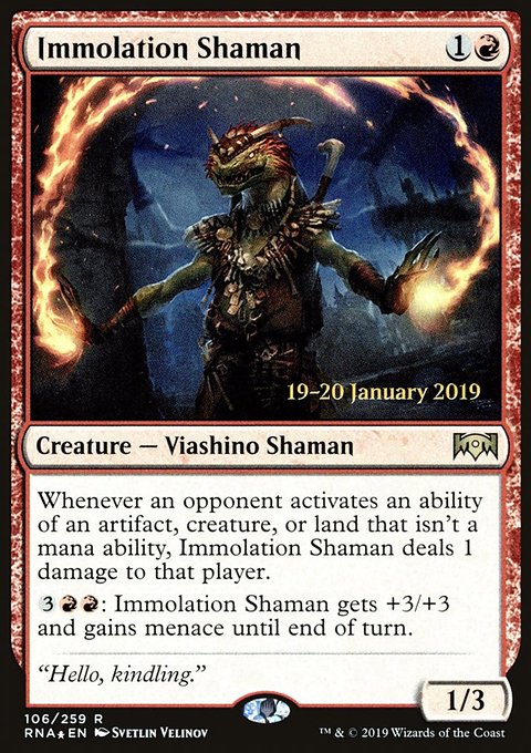 Immolation Shaman, Ravnica Allegiance Promos #106s, Magic: The Gathering card