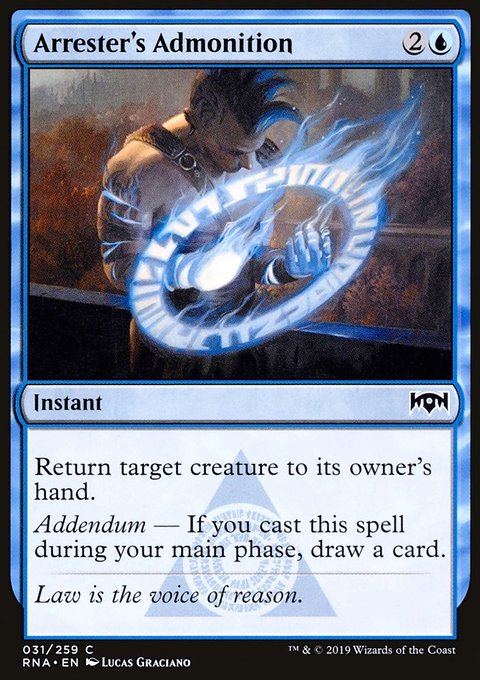 Arrester's Admonition, Ravnica Allegiance #31, Magic: The Gathering card