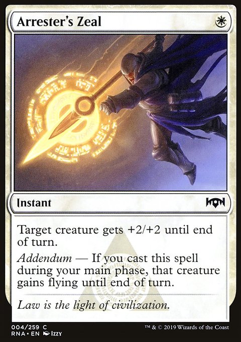 Arrester's Zeal, Ravnica Allegiance #4, Magic: The Gathering card