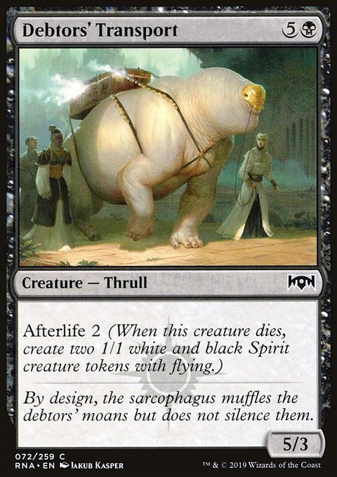Debtors' Transport, Ravnica Allegiance #72, Magic: The Gathering card