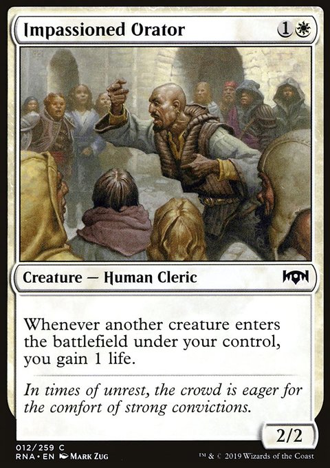 Impassioned Orator, Ravnica Allegiance #12, Magic: The Gathering card