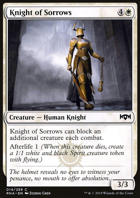 Knight of Sorrows, Ravnica Allegiance #14, Magic: The Gathering card