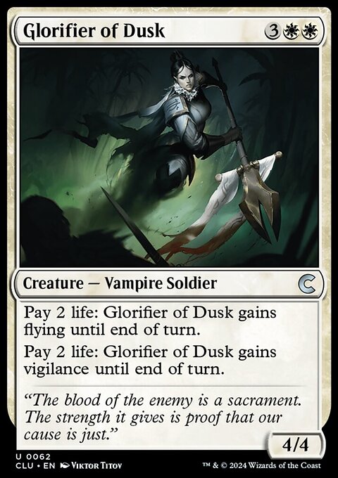 Glorifier of Dusk, Ravnica: Clue Edition #62, Magic: The Gathering card
