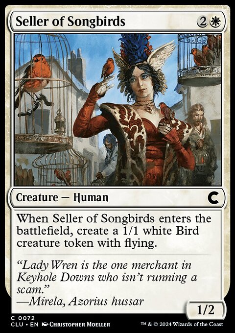 Seller of Songbirds, Ravnica: Clue Edition #72, Magic: The Gathering card
