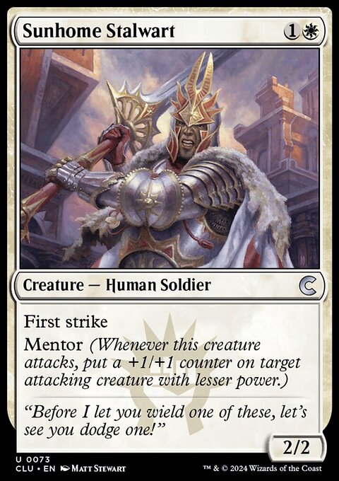 Sunhome Stalwart, Ravnica: Clue Edition #73, Magic: The Gathering card