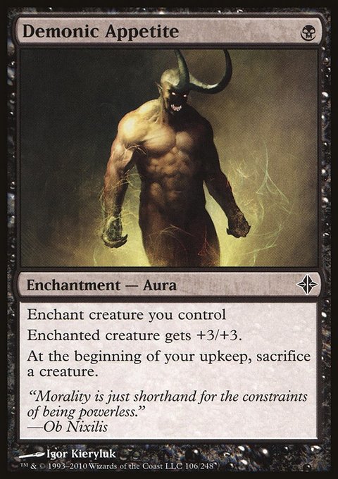 Demonic Appetite, Rise of the Eldrazi #106, Magic: The Gathering card