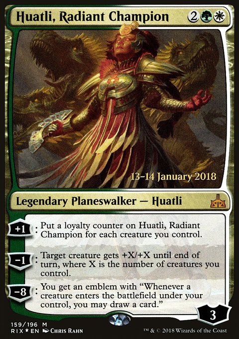 Huatli, Radiant Champion, Rivals of Ixalan Promos #159s, Magic: The Gathering card