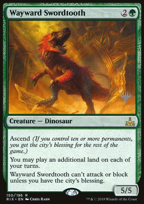 Wayward Swordtooth, Rivals of Ixalan Promos #150p, Magic: The Gathering card