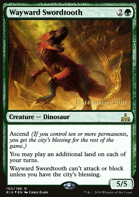 Wayward Swordtooth, Rivals of Ixalan Promos #150s, Magic: The Gathering card