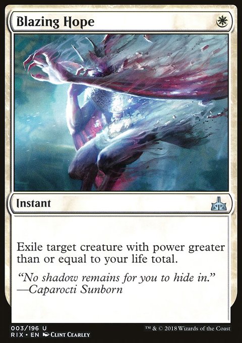 Blazing Hope, Rivals of Ixalan #3, Magic: The Gathering card