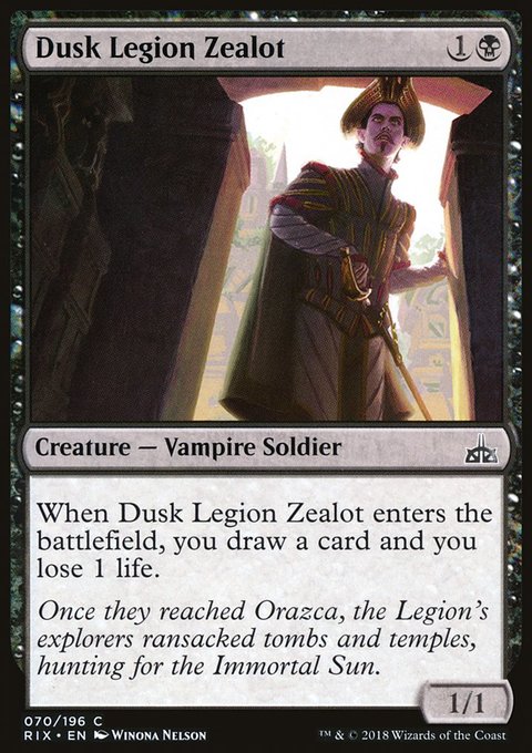 Dusk Legion Zealot, Rivals of Ixalan #70, Magic: The Gathering card