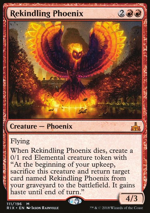 Rekindling Phoenix, Rivals of Ixalan #111, Magic: The Gathering card