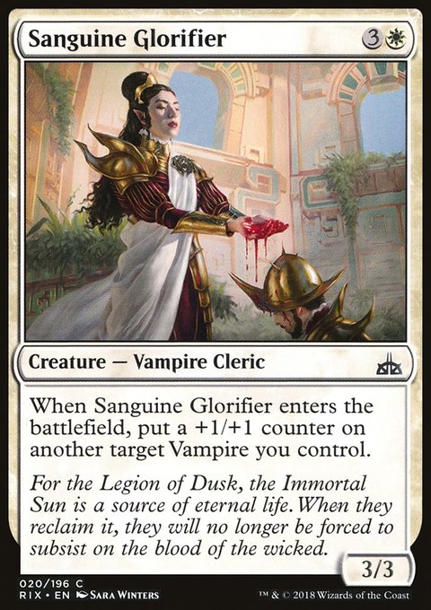 Sanguine Glorifier, Rivals of Ixalan #20, Magic: The Gathering card