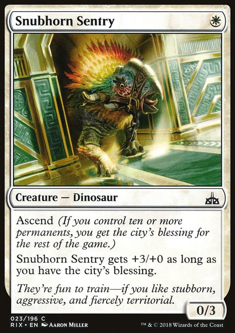 Snubhorn Sentry, Rivals of Ixalan #23, Magic: The Gathering card