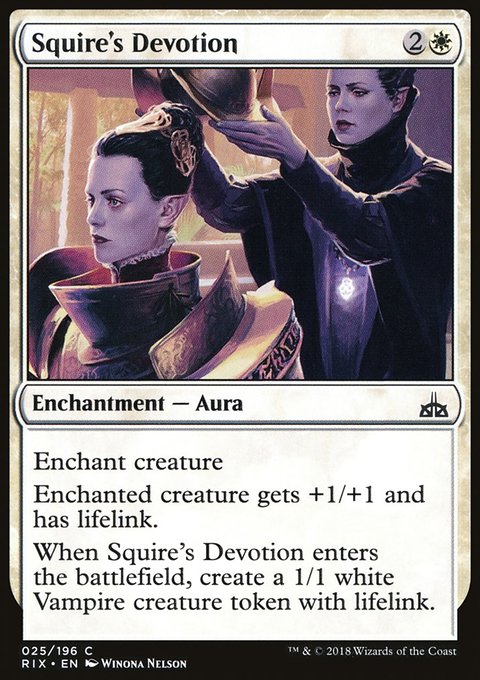 Squire's Devotion, Rivals of Ixalan #25, Magic: The Gathering card
