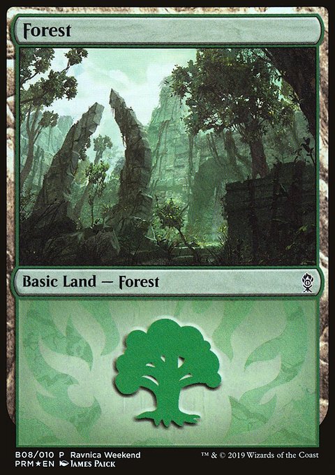 Forest, RNA Ravnica Weekend #B08, Magic: The Gathering card