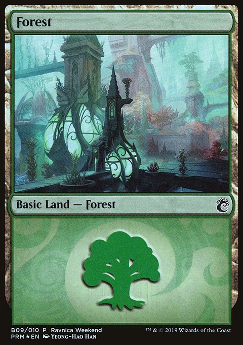 Forest, RNA Ravnica Weekend #B09, Magic: The Gathering card