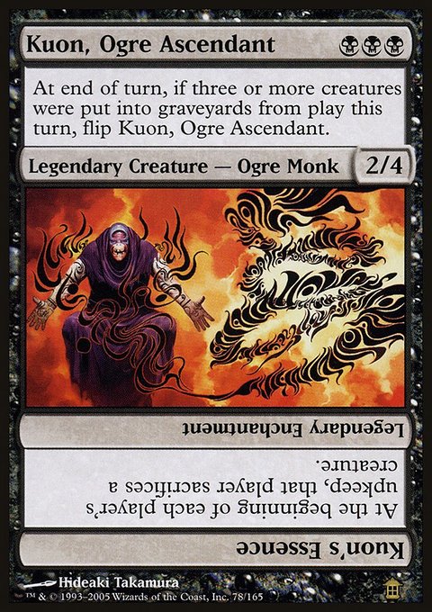 Kuon, Ogre Ascendant // Kuon's Essence, Saviors of Kamigawa #78, Magic: The Gathering card