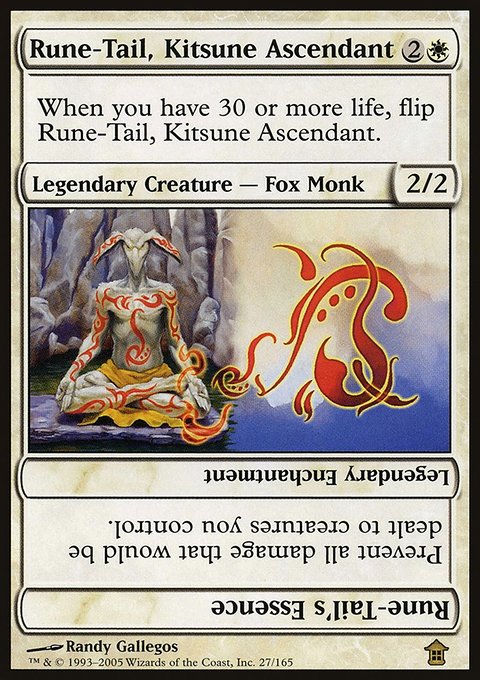 Rune-Tail, Kitsune Ascendant // Rune-Tail's Essence, Saviors of Kamigawa #27, Magic: The Gathering card