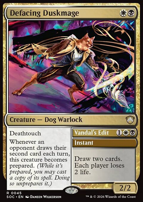 Defacing Duskmage // Vandal's Edit, Secrets of Strixhaven Commander #45, Magic: The Gathering card