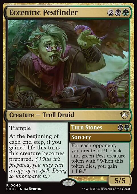 Eccentric Pestfinder // Turn Stones, Secrets of Strixhaven Commander #46, Magic: The Gathering card