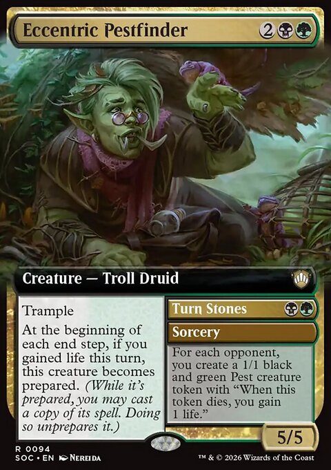 Eccentric Pestfinder // Turn Stones, Secrets of Strixhaven Commander #94, Magic: The Gathering card