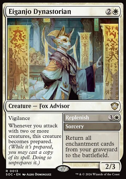 Eiganjo Dynastorian // Replenish, Secrets of Strixhaven Commander #13, Magic: The Gathering card