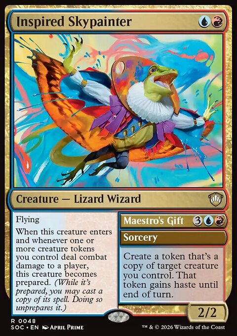 Inspired Skypainter // Maestro's Gift, Secrets of Strixhaven Commander #48, Magic: The Gathering card