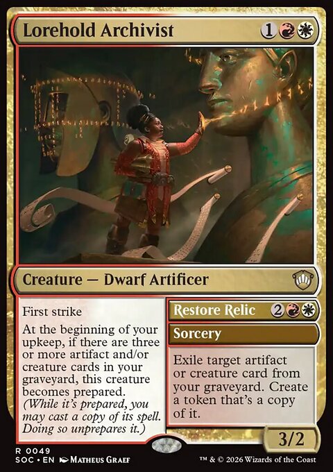 Lorehold Archivist // Restore Relic, Secrets of Strixhaven Commander #49, Magic: The Gathering card