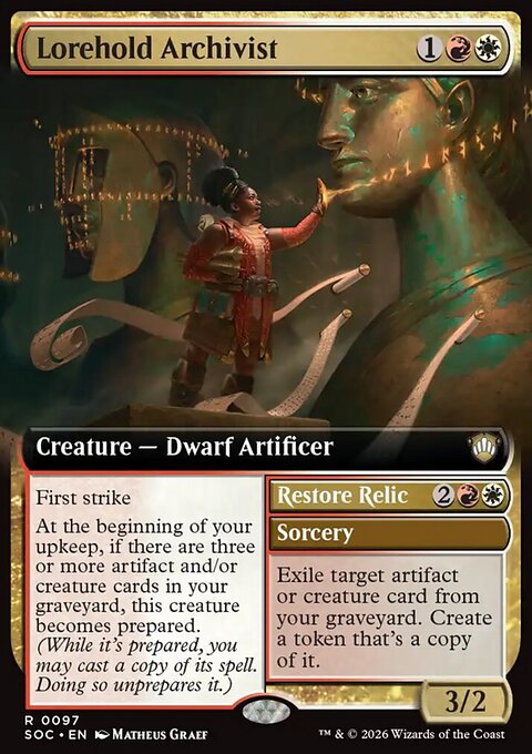 Lorehold Archivist // Restore Relic, Secrets of Strixhaven Commander #97, Magic: The Gathering card