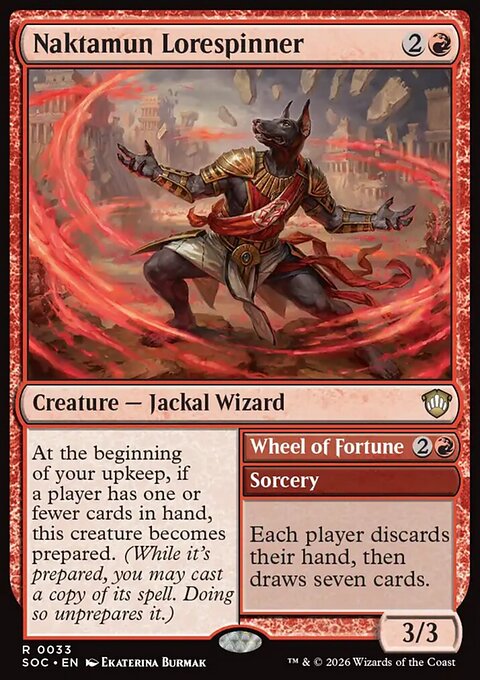 Naktamun Lorespinner // Wheel of Fortune, Secrets of Strixhaven Commander #33, Magic: The Gathering card