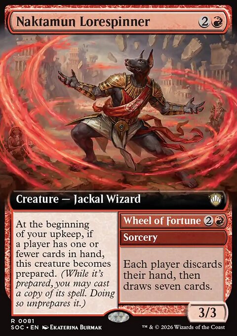 Naktamun Lorespinner // Wheel of Fortune, Secrets of Strixhaven Commander #81, Magic: The Gathering card