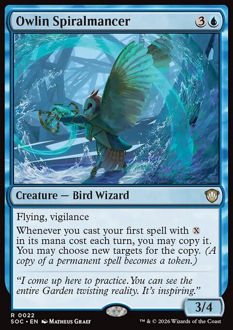 Owlin Spiralmancer, Secrets of Strixhaven Commander #22, Magic: The Gathering card