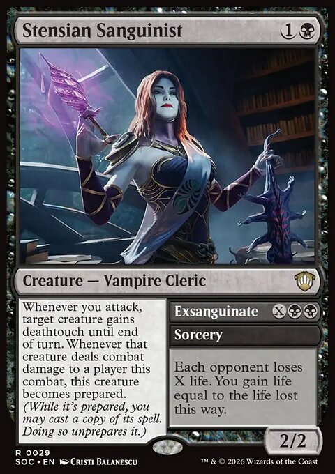 Stensian Sanguinist // Exsanguinate, Secrets of Strixhaven Commander #29, Magic: The Gathering card