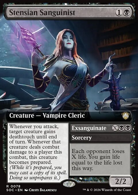 Stensian Sanguinist // Exsanguinate, Secrets of Strixhaven Commander #78, Magic: The Gathering card